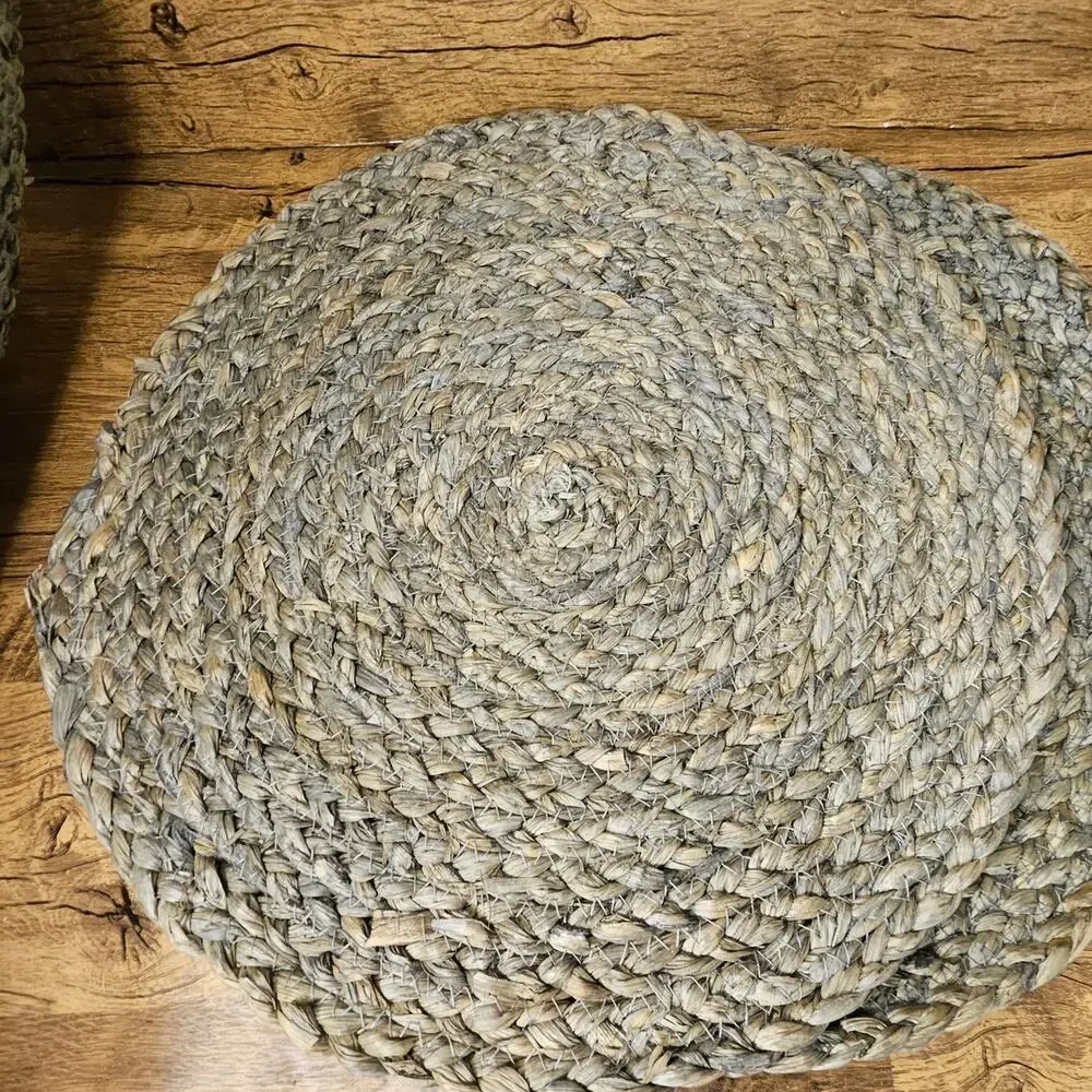 NWT Threshold Woven Blue Grey Round Place Mat Charger Dining